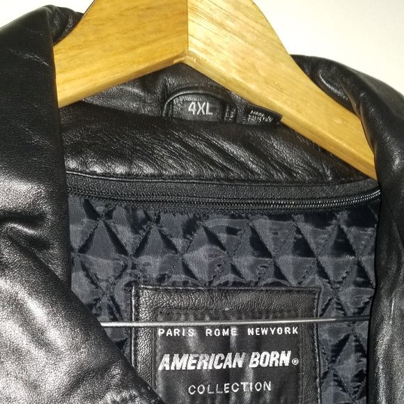 Genuine Leather Jacket Lined vtg American Born Black Leather Coat with Lining - Picture 4 of 16